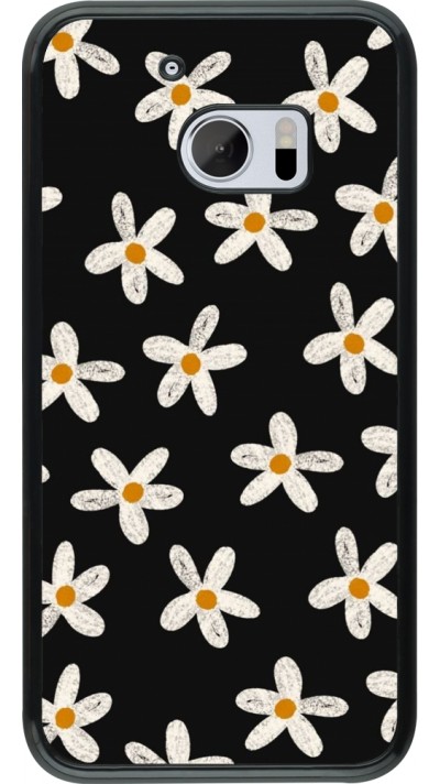 HTC 10 Case Hülle - Easter 2024 white on black flower