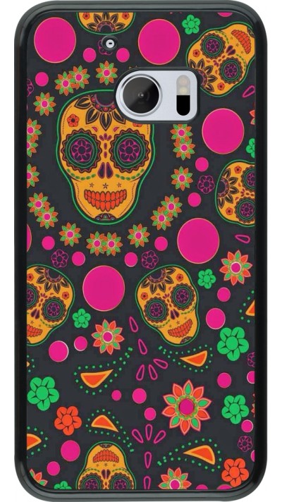 HTC 10 Case Hülle - Halloween 22 colorful mexican skulls