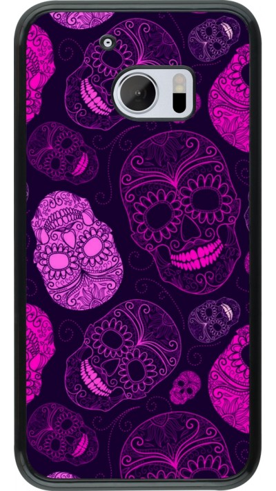 HTC 10 Case Hülle - Halloween 2023 pink skulls