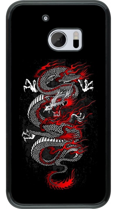Coque HTC 10 - Japanese style Dragon Tattoo Red Black