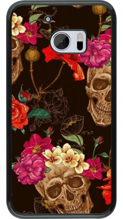 Coque HTC 10 - Skulls and flowers