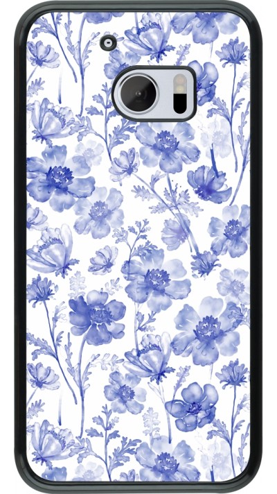 HTC 10 Case Hülle - Spring 23 watercolor blue flowers