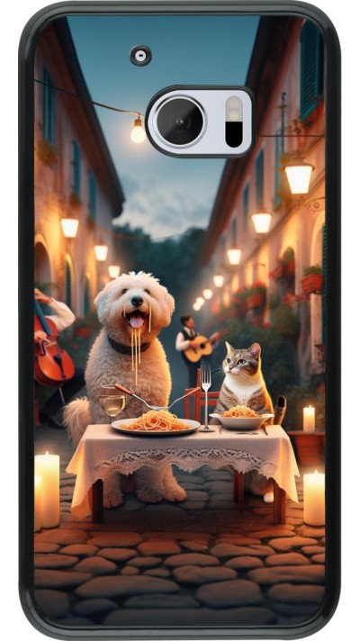 HTC 10 Case Hülle - Valentin 2024 Hund & Katze Kerzenlicht
