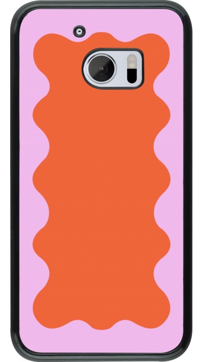 HTC 10 Case Hülle - Wavy Rectangle Orange Pink