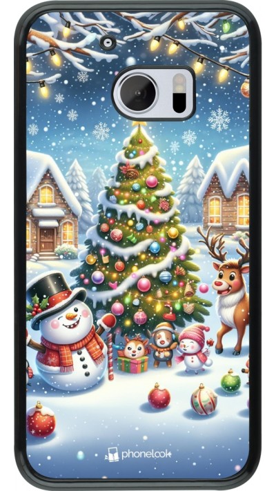 Coque HTC 10 - Noël 2023 bonhomme de neige et sapin