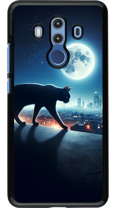 Coque Huawei Mate 10 Pro - Chat noir sous la pleine lune