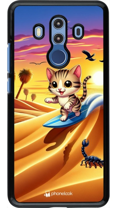 Coque Huawei Mate 10 Pro - Chat surfeur au soleil