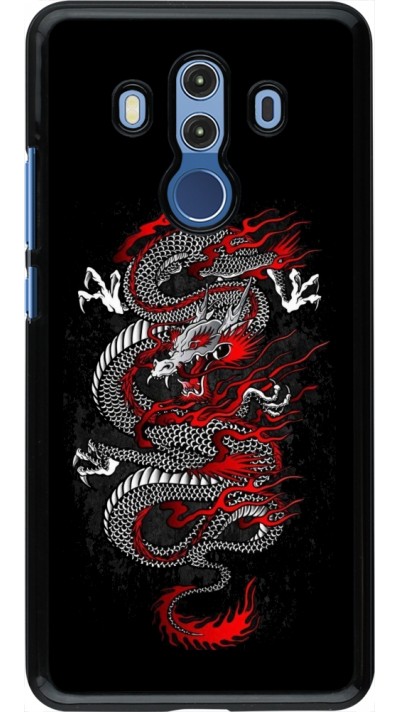 Huawei Mate 10 Pro Case Hülle - Japanese style Dragon Tattoo Red Black