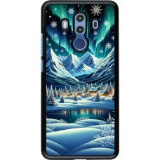 Huawei Mate 10 Pro Case Hülle - Verschneites Bergdorf am See in der Nacht