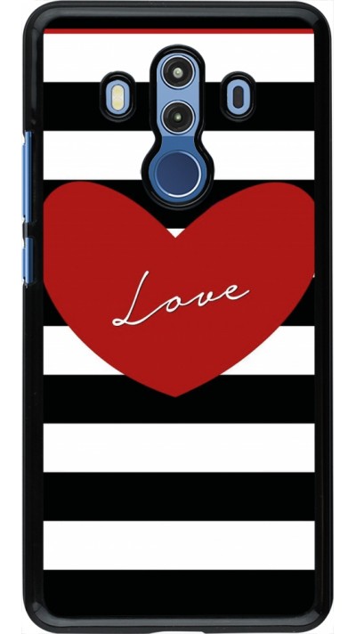 Coque Huawei Mate 10 Pro - Valentine 2023 heart black and white lines