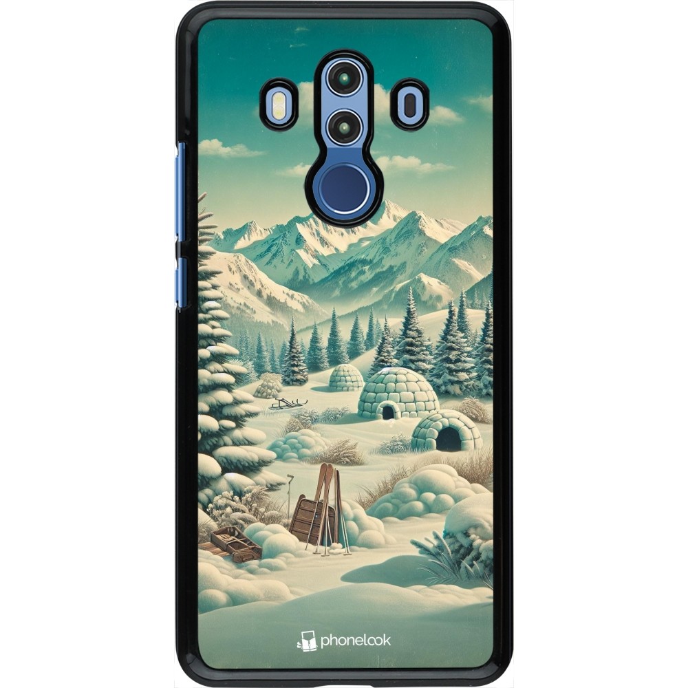 Huawei Mate 10 Pro Case Hülle - Vintage Schneebedeckter Berg Iglu