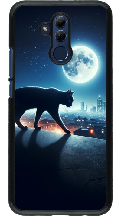 Coque Huawei Mate 20 Lite - Chat noir sous la pleine lune