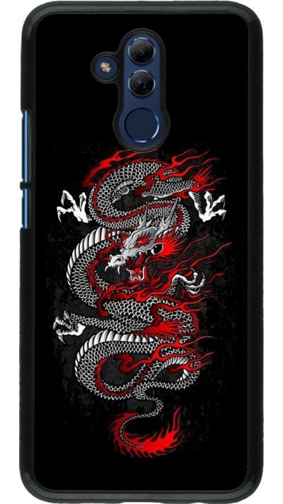 Coque Huawei Mate 20 Lite - Japanese style Dragon Tattoo Red Black