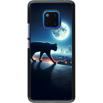 Coque Huawei Mate 20 Pro - Chat noir sous la pleine lune