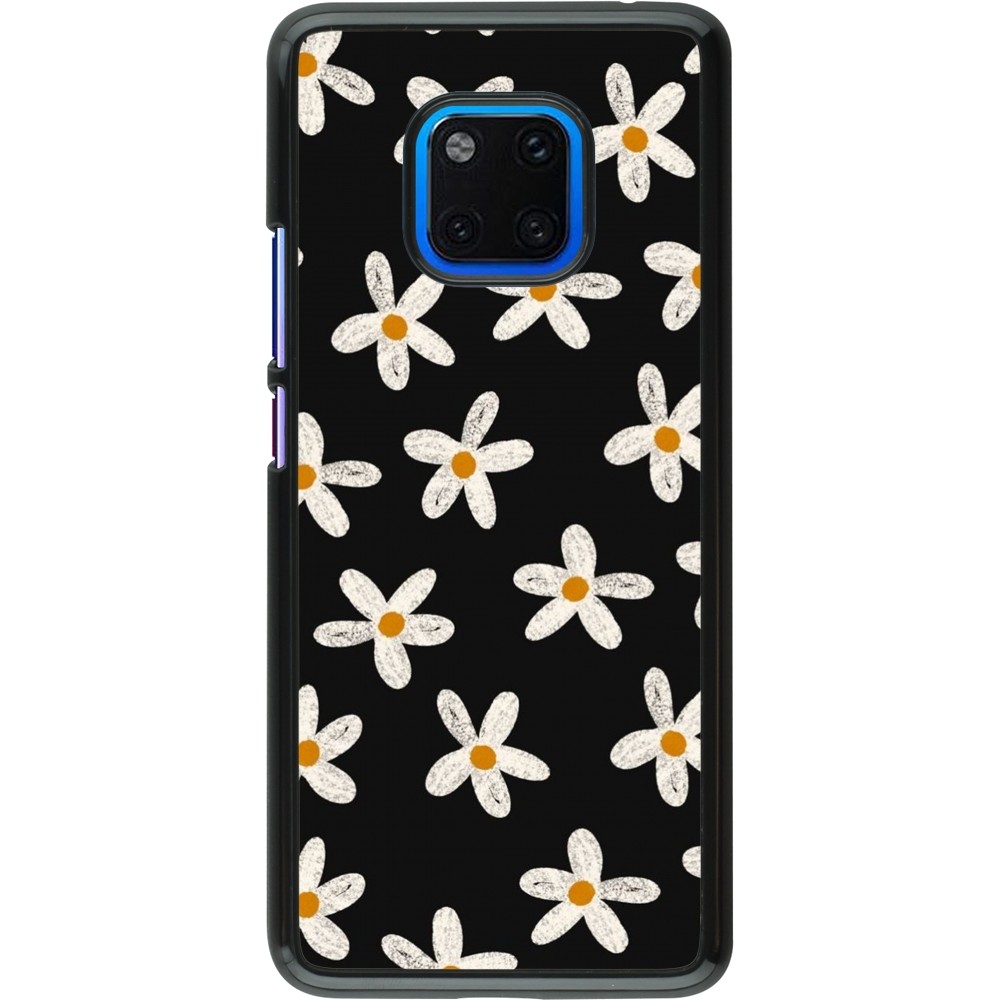 Coque Huawei Mate 20 Pro - Easter 2024 white on black flower