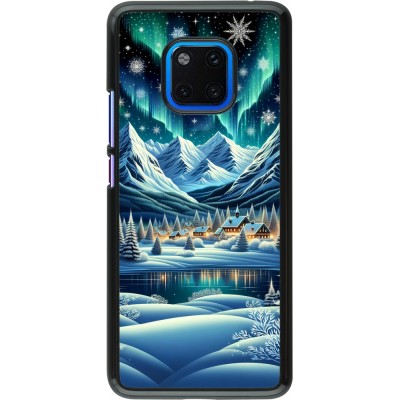 Huawei Mate 20 Pro Case Hülle - Verschneites Bergdorf am See in der Nacht