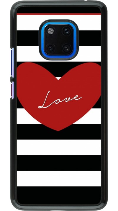 Coque Huawei Mate 20 Pro - Valentine 2023 heart black and white lines