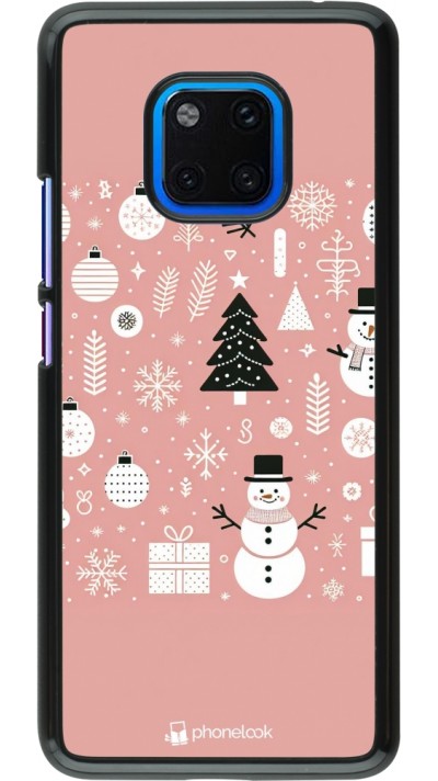 Coque Huawei Mate 20 Pro - Noël 2024 Rose Snowman Christmas
