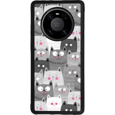 Coque Huawei Mate 40 Pro - Silicone rigide noir Chats gris troupeau