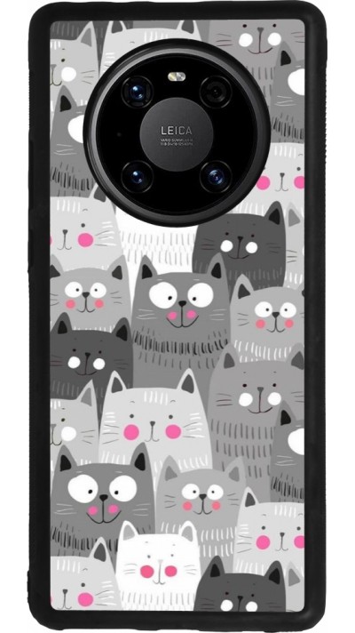 Huawei Mate 40 Pro Case Hülle - Silikon schwarz Katzenschwärme