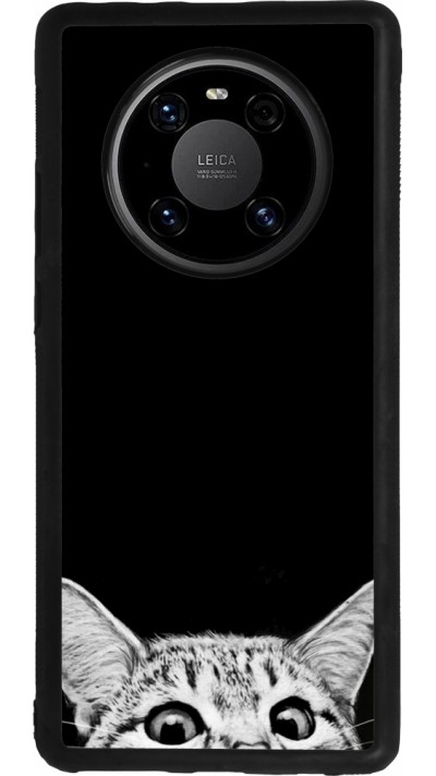 Coque Huawei Mate 40 Pro - Silicone rigide noir Cat Looking Up Black