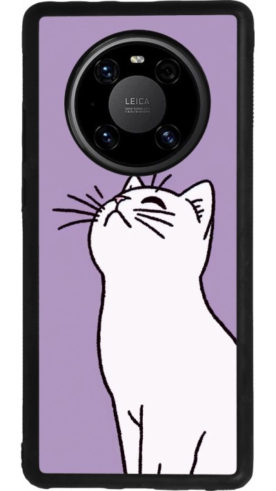 Coque Huawei Mate 40 Pro - Silicone rigide noir Chat sur fond violet