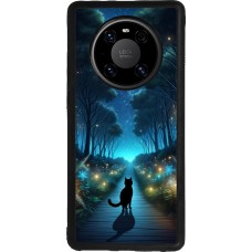 Coque Huawei Mate 40 Pro - Silicone rigide noir Chat noir promenade
