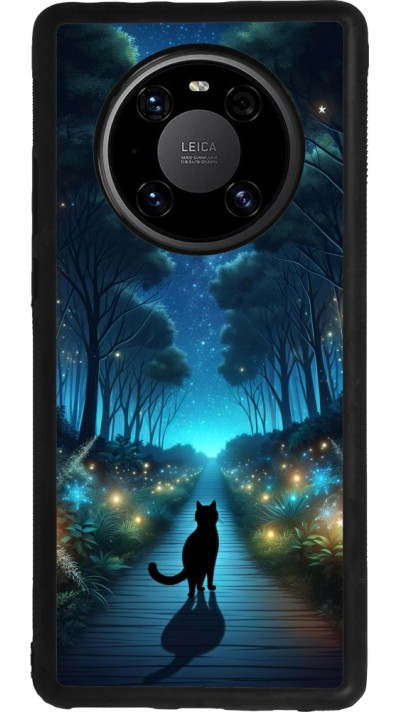 Coque Huawei Mate 40 Pro - Silicone rigide noir Chat noir promenade