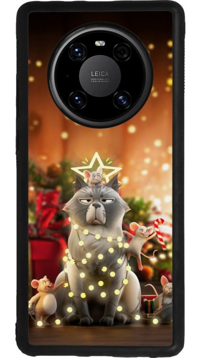 Coque Huawei Mate 40 Pro - Silicone rigide noir Christmas 25 Xmas Cat