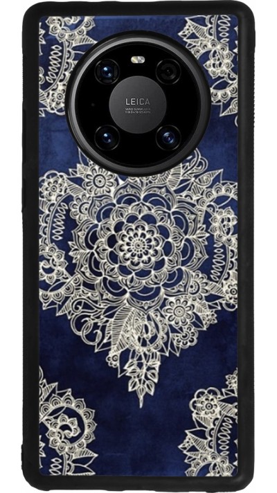 Coque Huawei Mate 40 Pro - Silicone rigide noir Cream Flower Moroccan