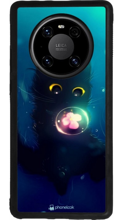 Coque Huawei Mate 40 Pro - Silicone rigide noir Cute Cat Bubble