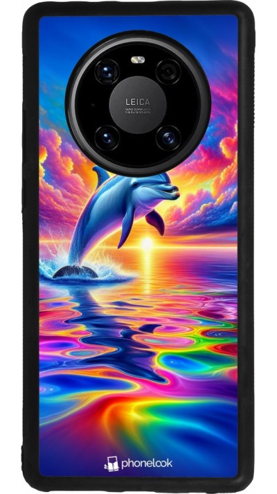 Huawei Mate 40 Pro Case Hülle - Silikon schwarz Glücklicher Regenbogen-Delfin