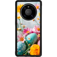 Coque Huawei Mate 40 Pro - Silicone rigide noir Easter 2026 Eggs with flowers