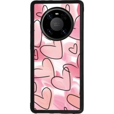 Huawei Mate 40 Pro Case Hülle - Silikon schwarz Easter 2023 pink hearts