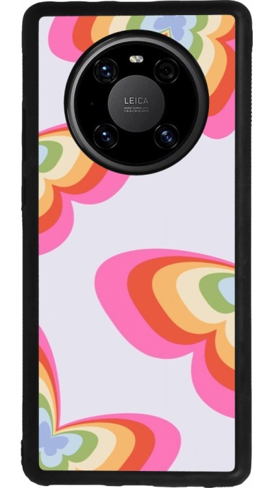 Coque Huawei Mate 40 Pro - Silicone rigide noir Easter 2024 rainbow butterflies