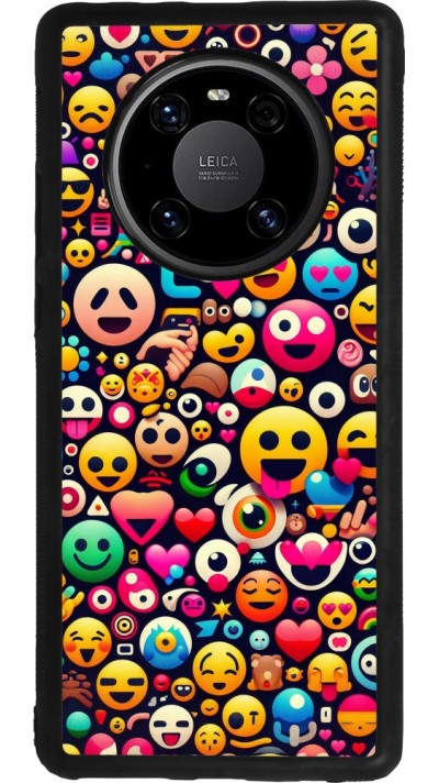 Huawei Mate 40 Pro Case Hülle - Silikon schwarz Emoji Mix Farbe