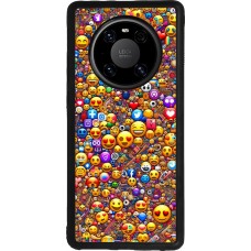 Huawei Mate 40 Pro Case Hülle - Silikon schwarz Emoji gemischt
