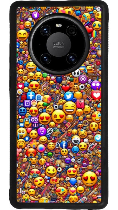 Huawei Mate 40 Pro Case Hülle - Silikon schwarz Emoji gemischt