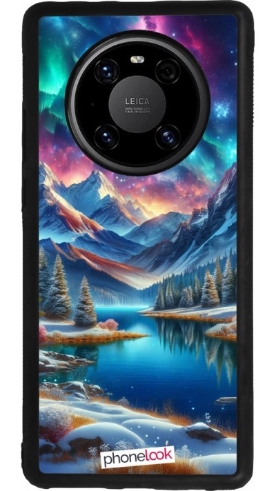Huawei Mate 40 Pro Case Hülle - Silikon schwarz Fantasiebergsee Himmel Sterne