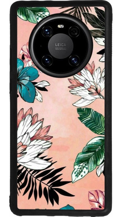 Huawei Mate 40 Pro Case Hülle - Silikon schwarz Flowers Artprint