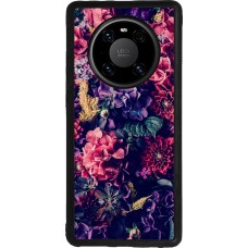 Huawei Mate 40 Pro Case Hülle - Silikon schwarz Flowers Dark