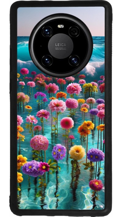 Coque Huawei Mate 40 Pro - Silicone rigide noir Flower sea waves