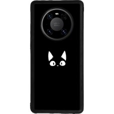 Huawei Mate 40 Pro Case Hülle - Silikon schwarz Funny cat on black