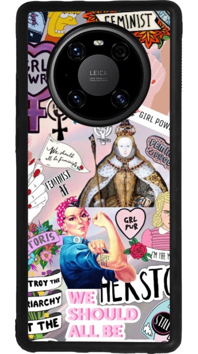 Coque Huawei Mate 40 Pro - Silicone rigide noir Girl Power Collage