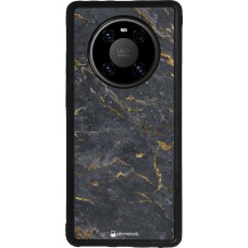 Coque Huawei Mate 40 Pro - Silicone rigide noir Grey Gold Marble