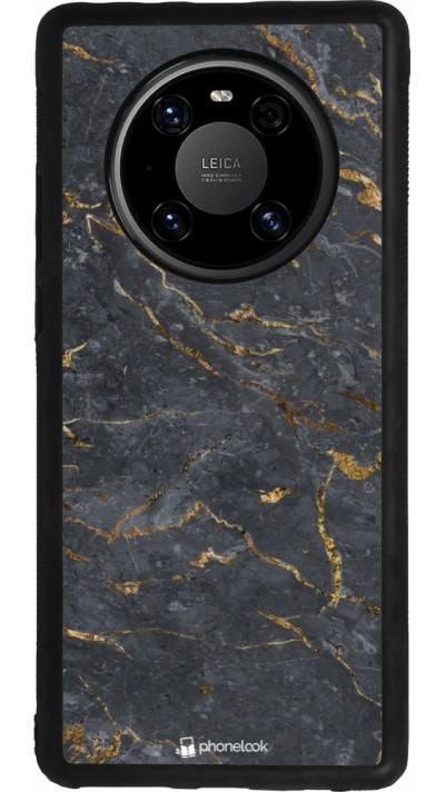 Coque Huawei Mate 40 Pro - Silicone rigide noir Grey Gold Marble