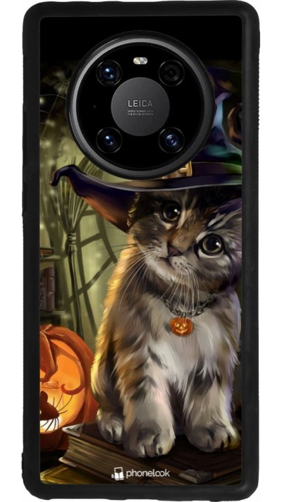 Coque Huawei Mate 40 Pro - Silicone rigide noir Halloween 21 Witch cat