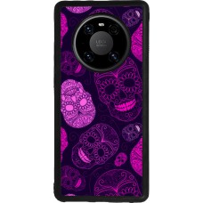 Huawei Mate 40 Pro Case Hülle - Silikon schwarz Halloween 2023 pink skulls