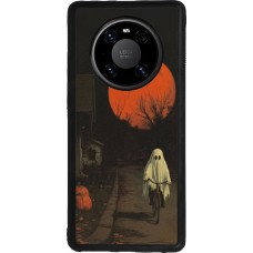 Coque Huawei Mate 40 Pro - Silicone rigide noir Halloween 2025 Ghost on a bicycle