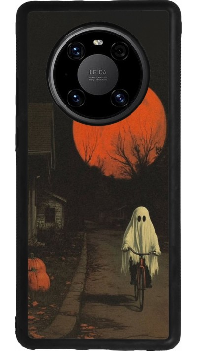 Coque Huawei Mate 40 Pro - Silicone rigide noir Halloween 2025 Ghost on a bicycle
